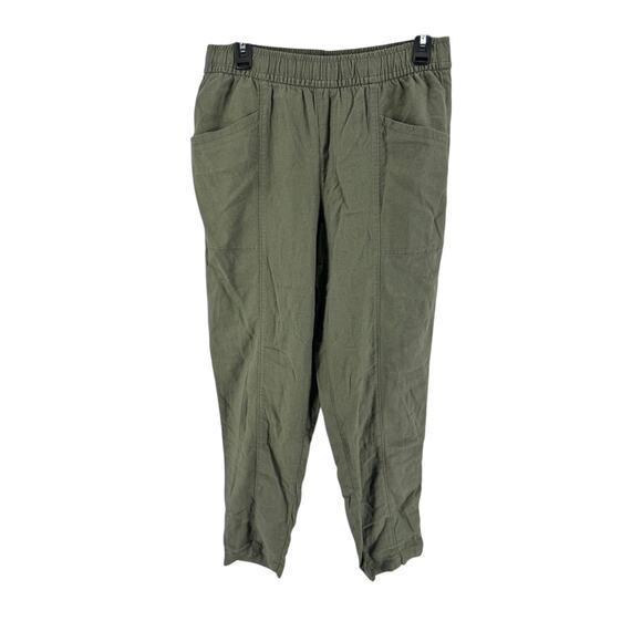 Old Navy Women's Olive Green High-Rise Straight Taper Linen Blend Pants Medium - Picture 1 of 5